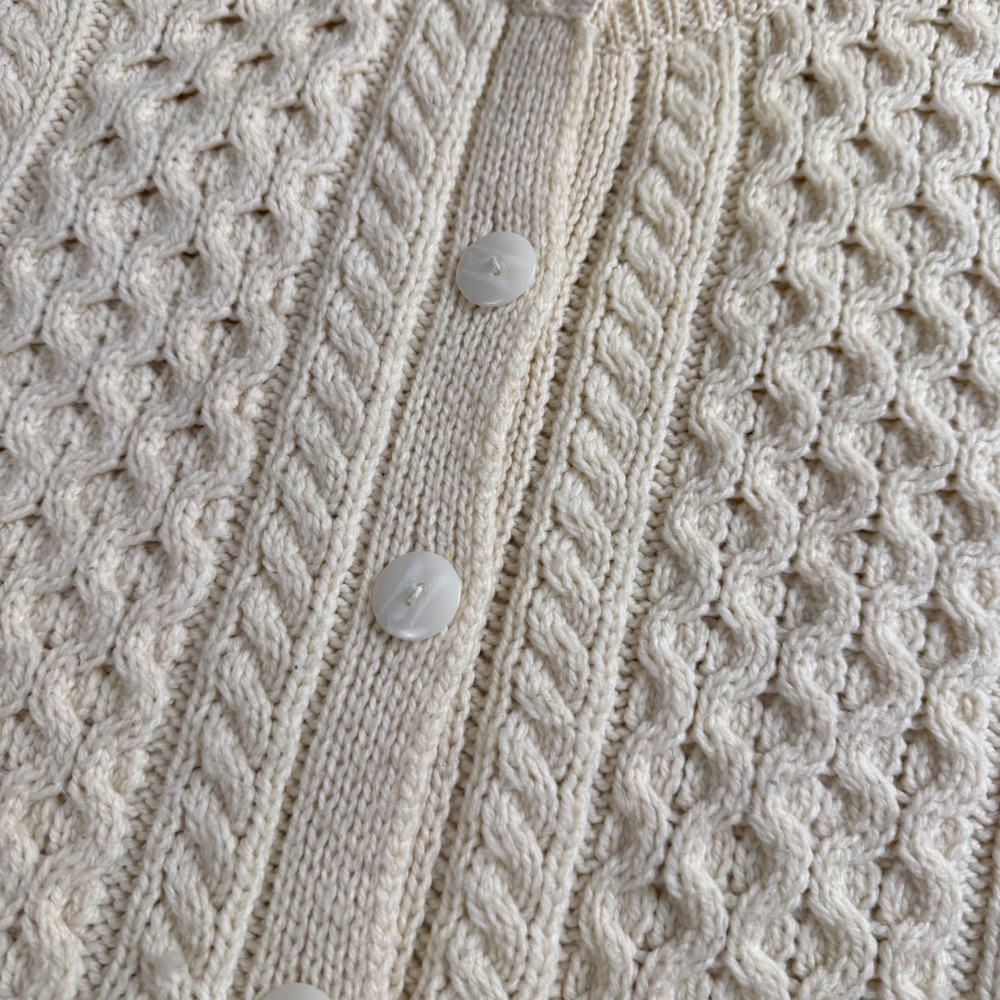 Aran Crafts Merino Wool Irish Fisherman Sweater Cardigan Women Small Cable Knit - Picture 6 of 9
